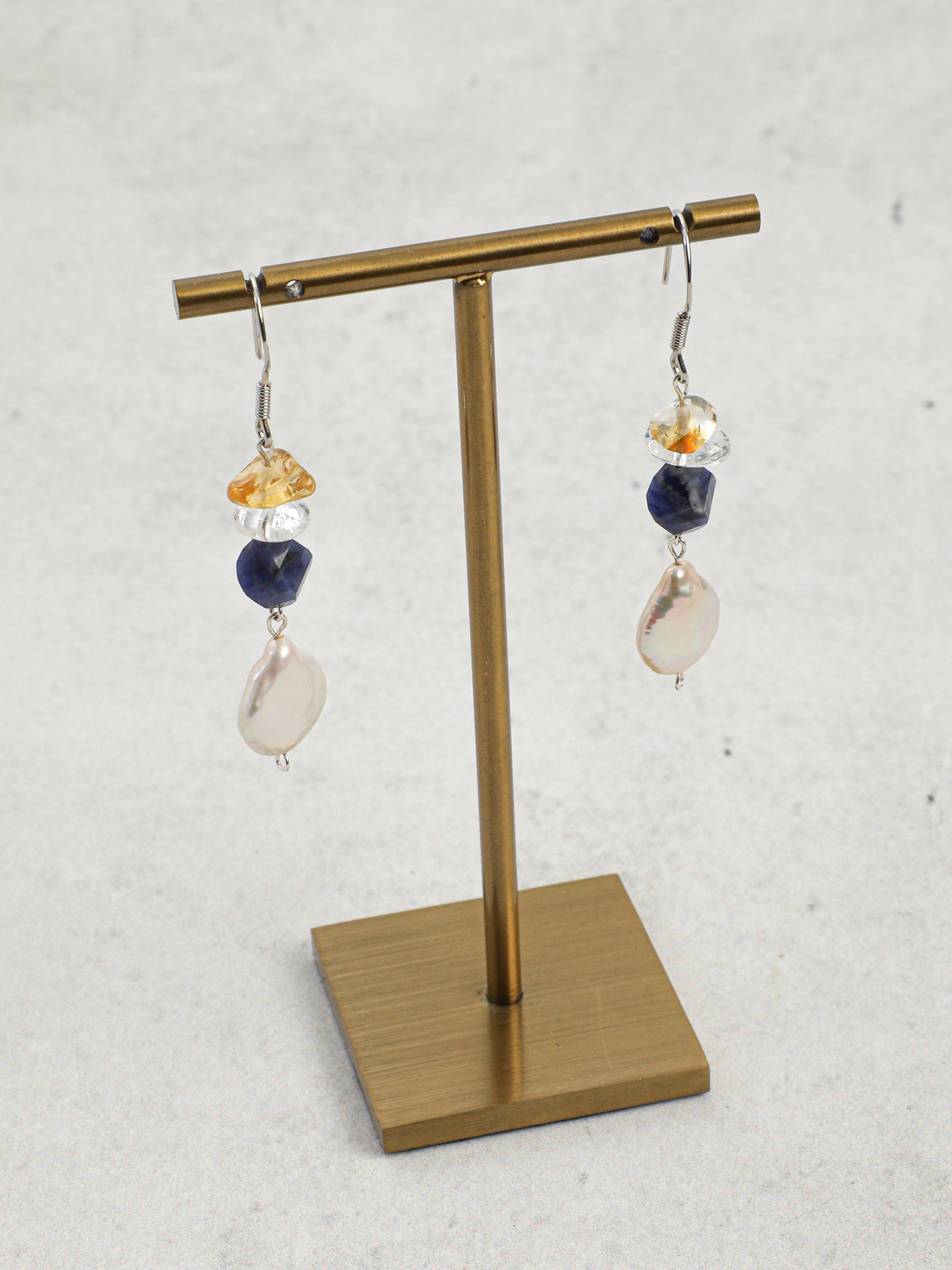 The Aqua Shadow Baroque Pearl & Sodalite Earrings
