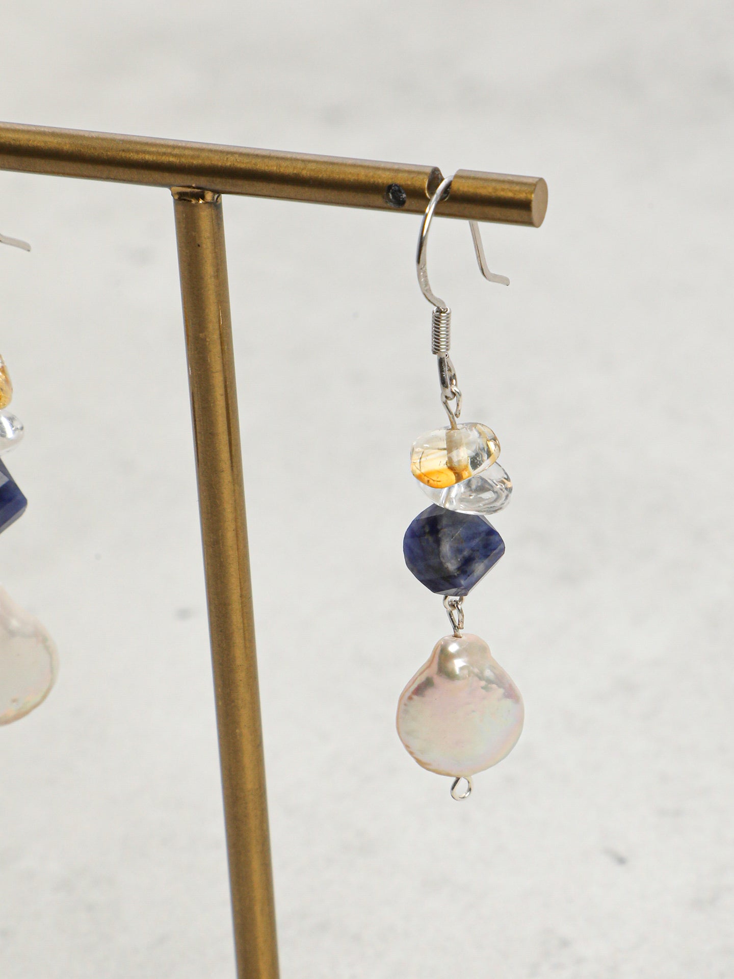 The Aqua Shadow Baroque Pearl & Sodalite Earrings