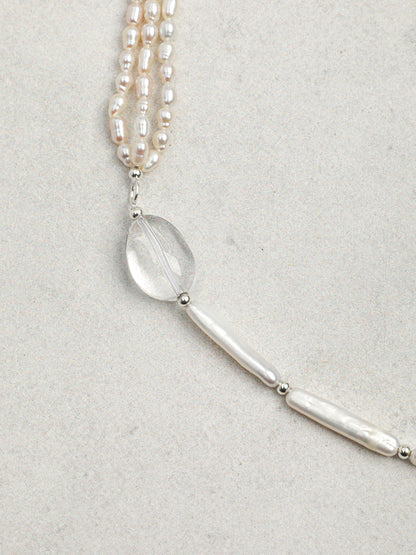 Natural Brazilian Citrine and Sculptural Baroque Pearl Necklace