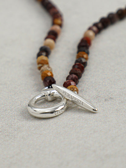 Natural Jasper and Lustrous Freshwater Pearl Long Necklace