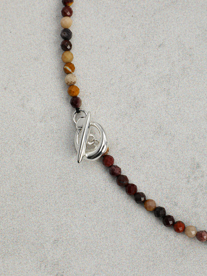 Natural Jasper and Lustrous Freshwater Pearl Long Necklace