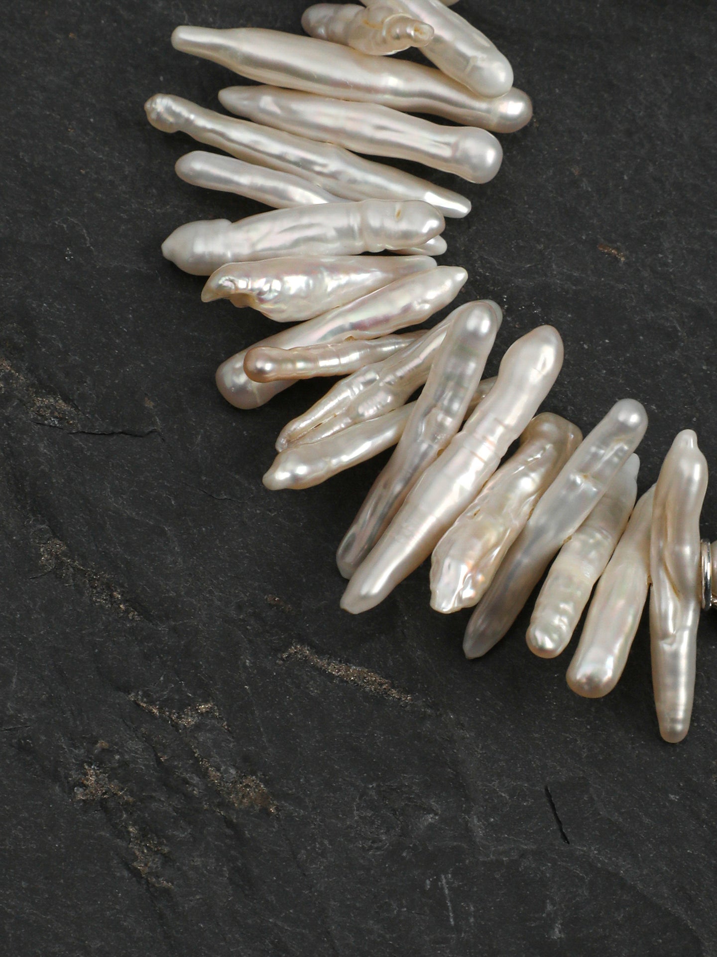 Natural Clear Quartz and Keshi Bar Pearl Bracelet