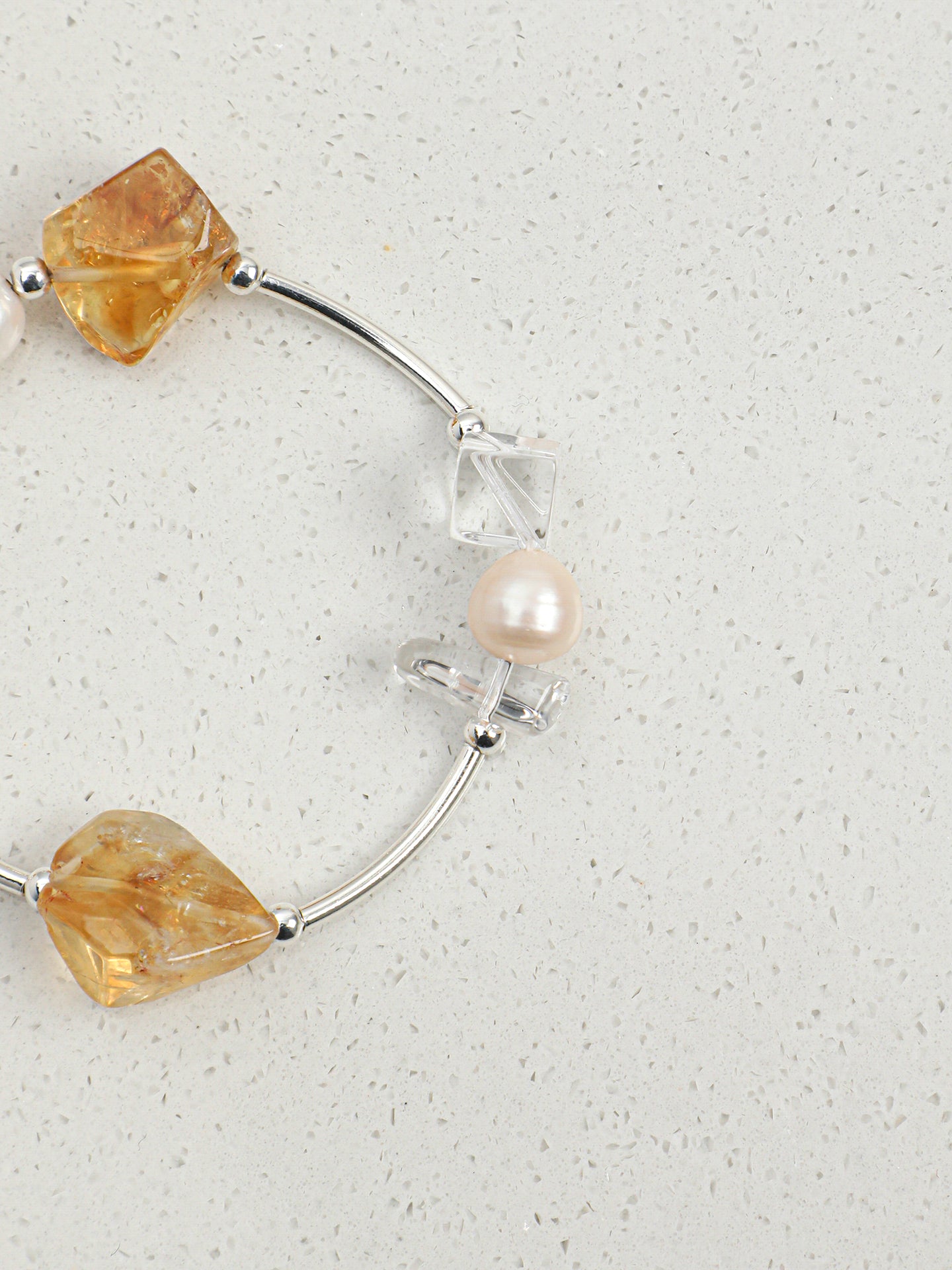 Natural Citrine and Clear Quartz Bar Bracelet