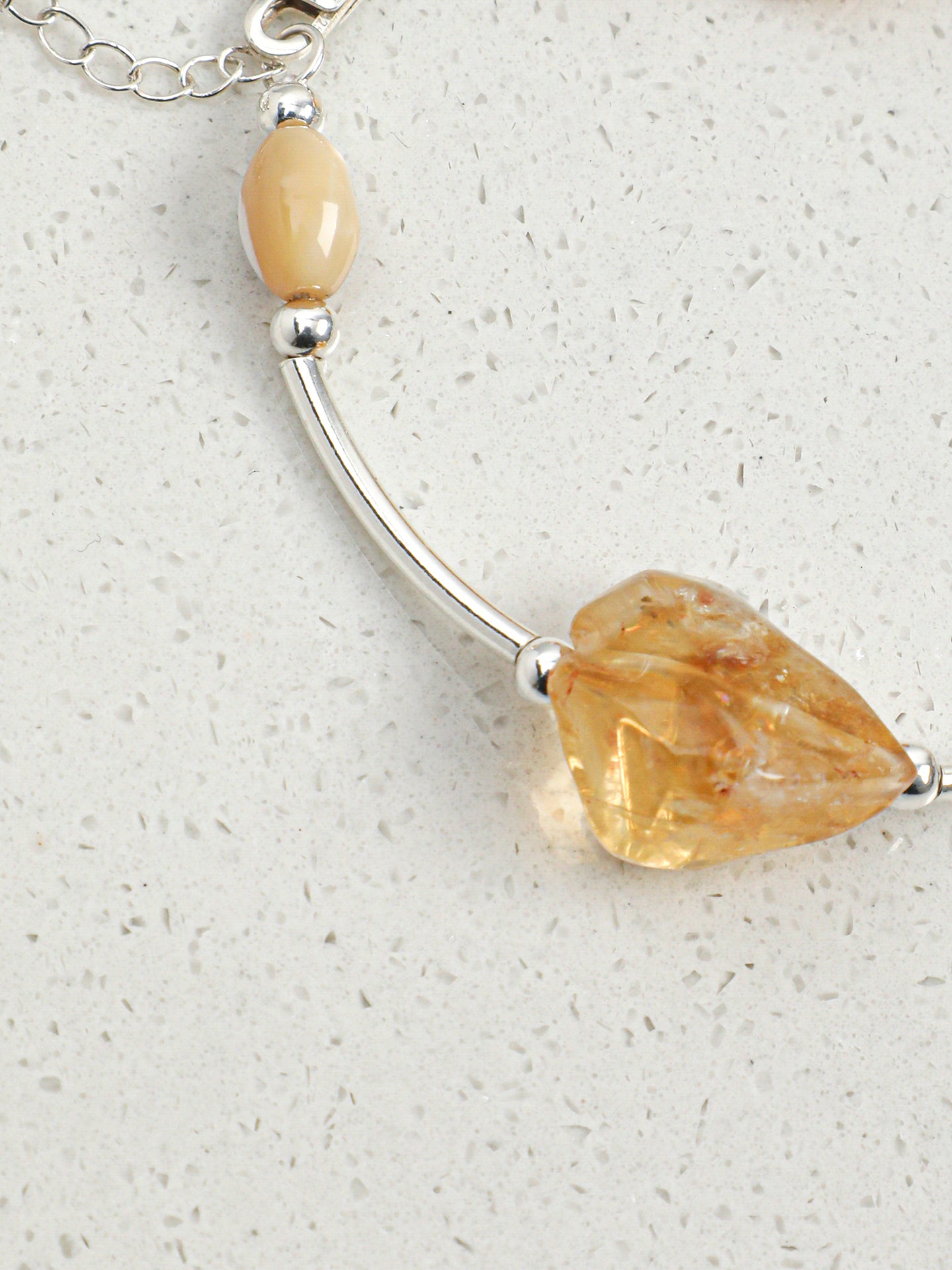 Natural Citrine and Clear Quartz Bar Bracelet
