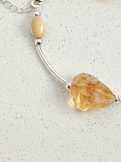 Natural Citrine and Clear Quartz Bar Bracelet
