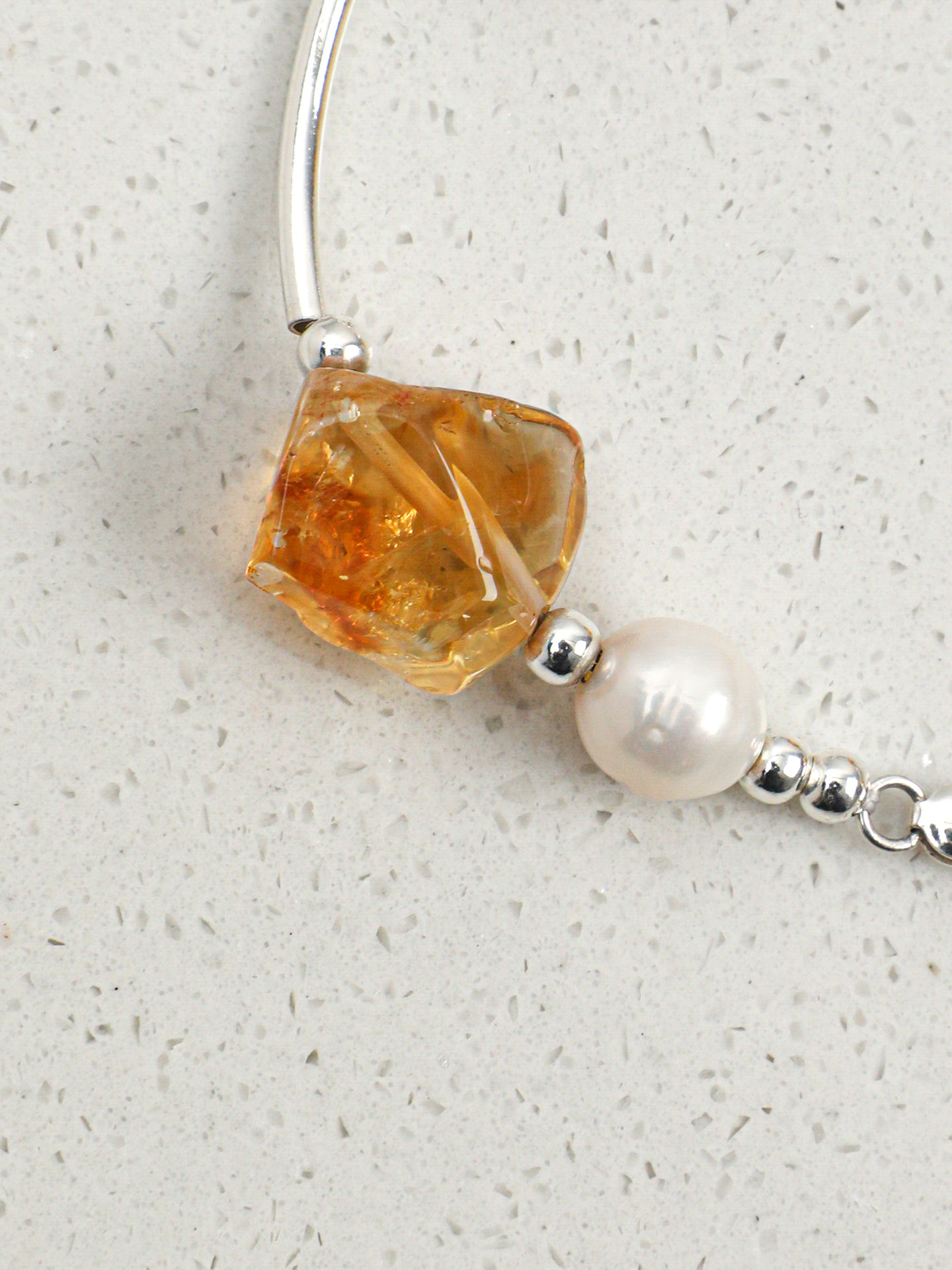 Natural Citrine and Clear Quartz Bar Bracelet