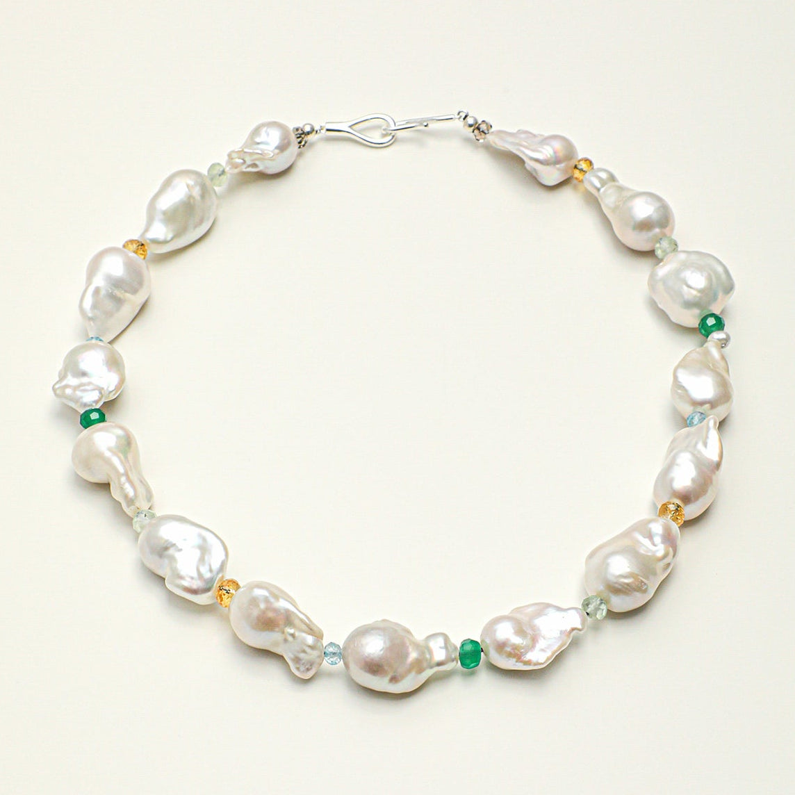 Statement Baroque Pearl and Multi-Gemstone Choker Necklace