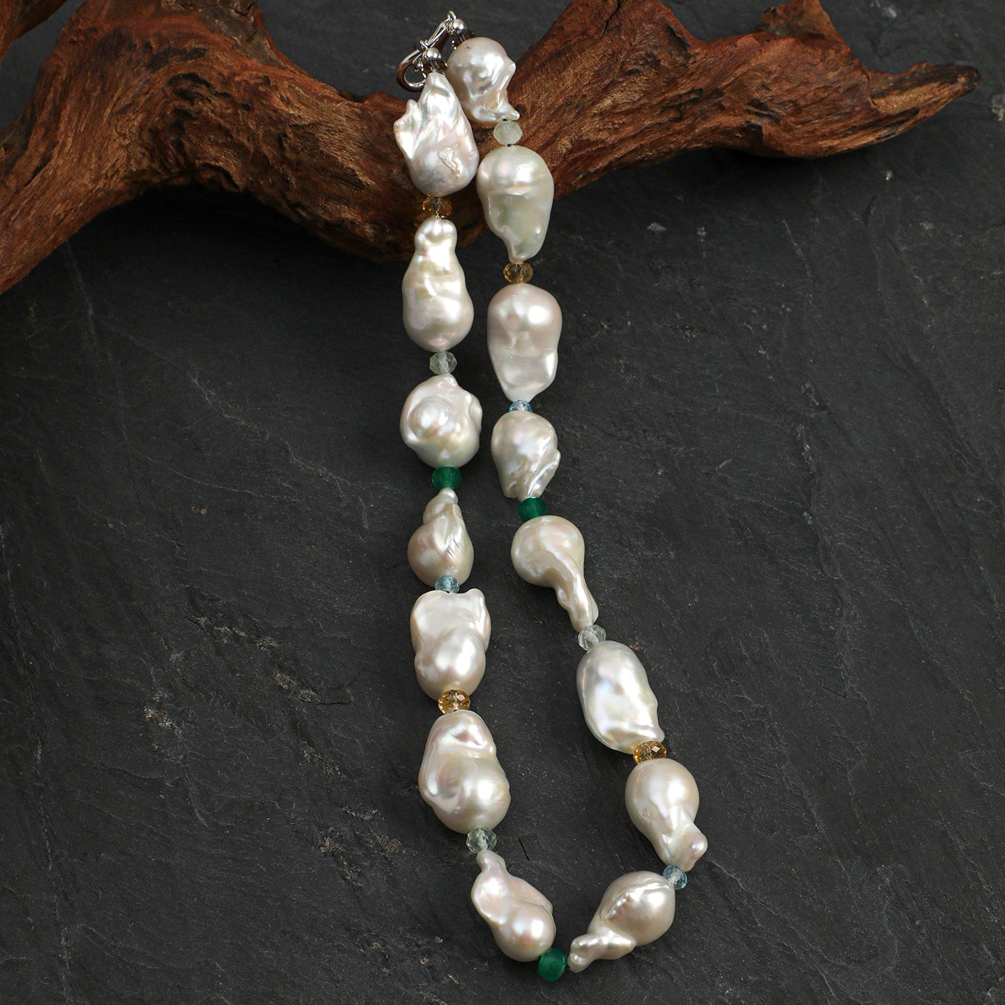 Statement Baroque Pearl and Multi-Gemstone Choker Necklace