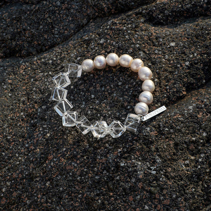 The Ethereal Clear Quartz & Baroque Pearl Energy Bracelet