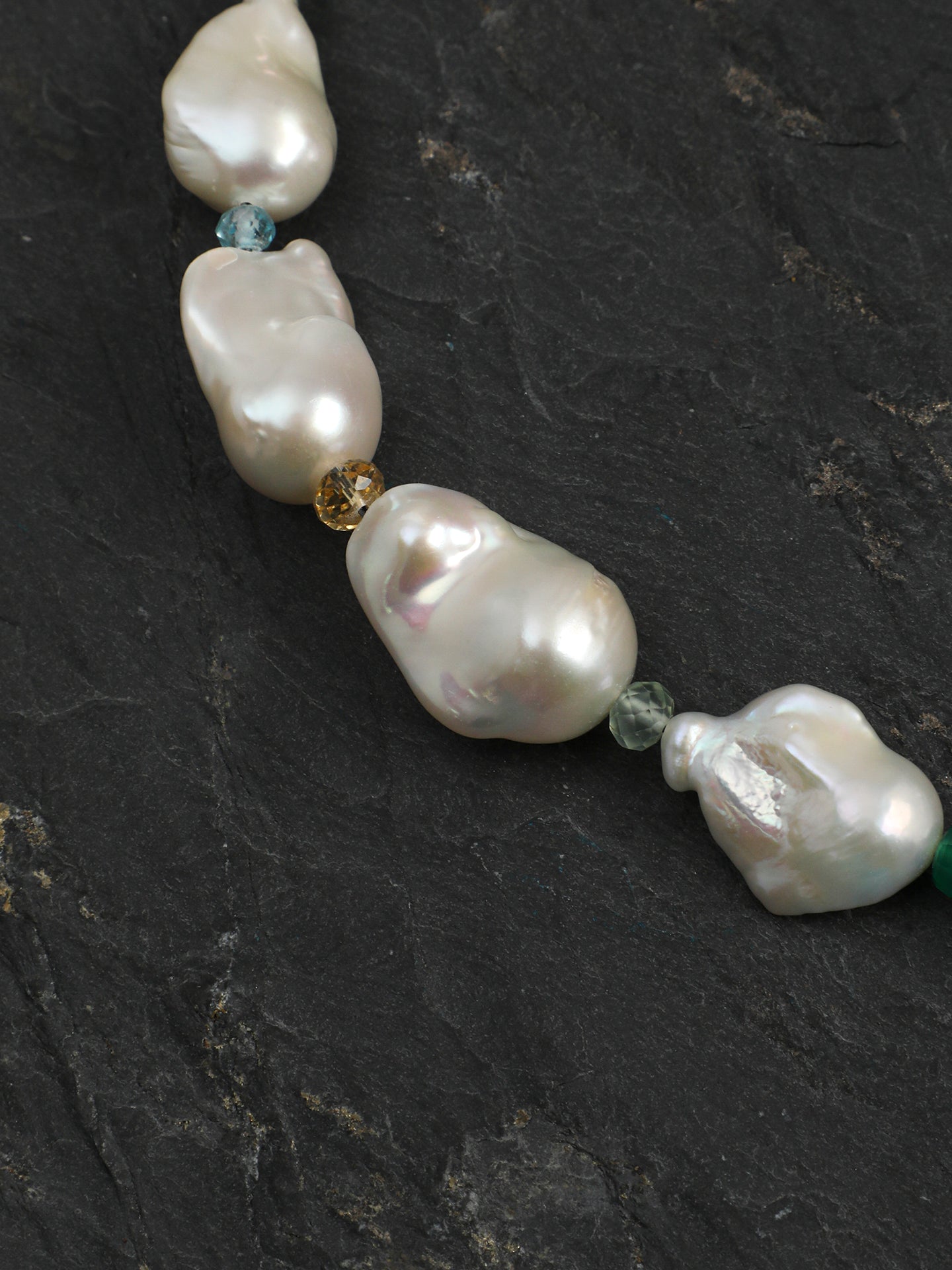 Statement Baroque Pearl and Multi-Gemstone Choker Necklace