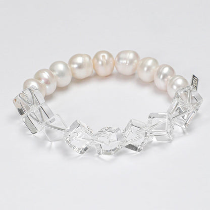 The Ethereal Clear Quartz & Baroque Pearl Energy Bracelet