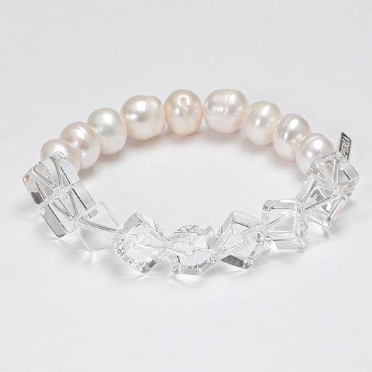 The Ethereal Clear Quartz & Baroque Pearl Energy Bracelet