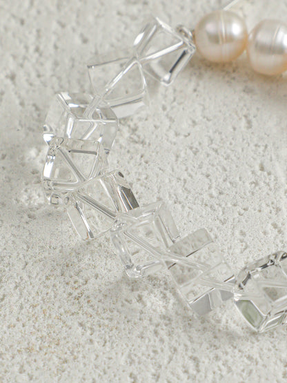 The Ethereal Clear Quartz & Baroque Pearl Energy Bracelet