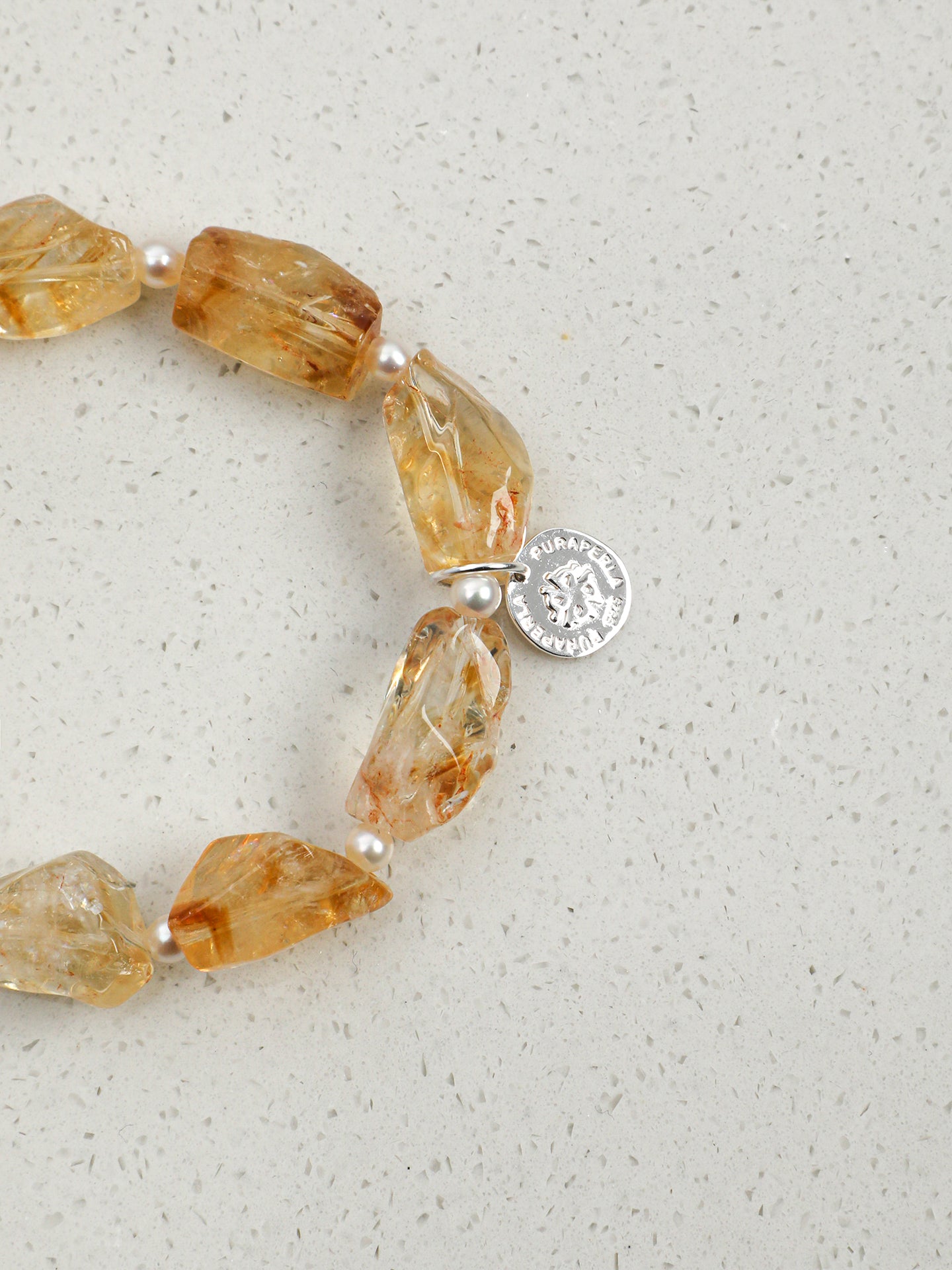 Brazilian Freeform Citrine & Seed Pearl Bracelet