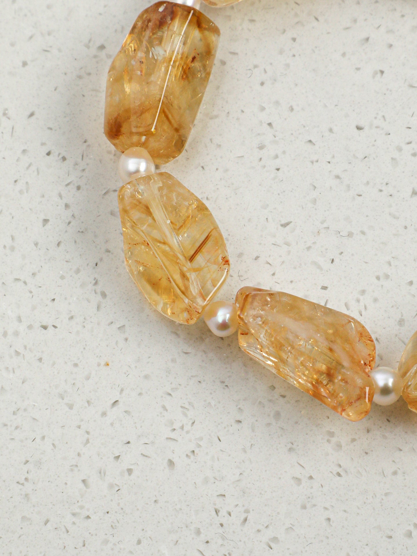 Brazilian Freeform Citrine & Seed Pearl Bracelet
