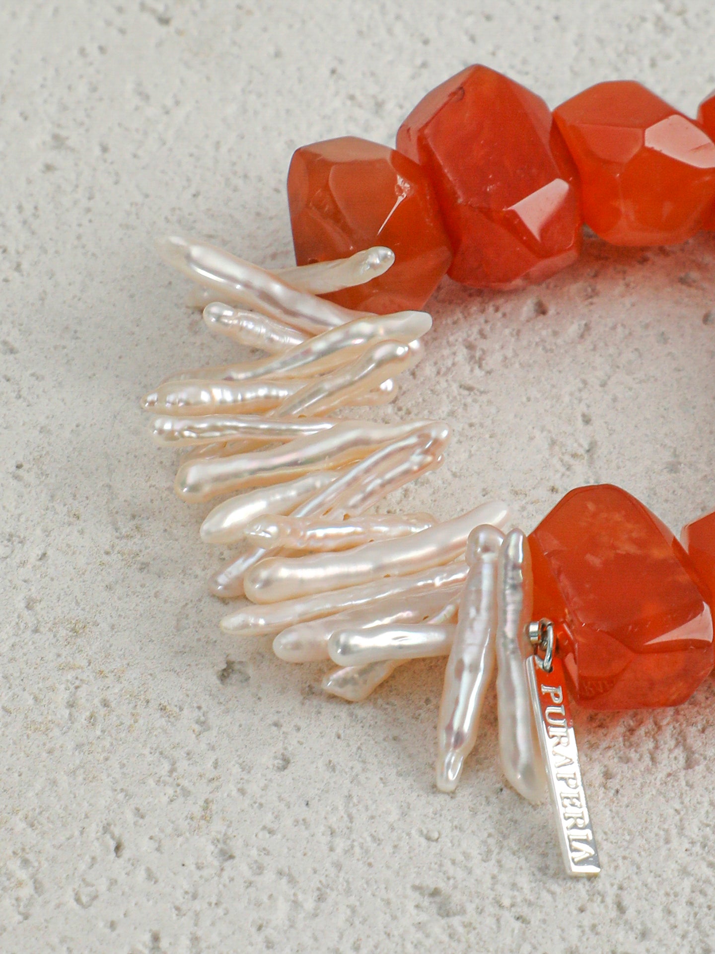 The Sunset Carnelian & Baroque Stick Pearl Bracelet