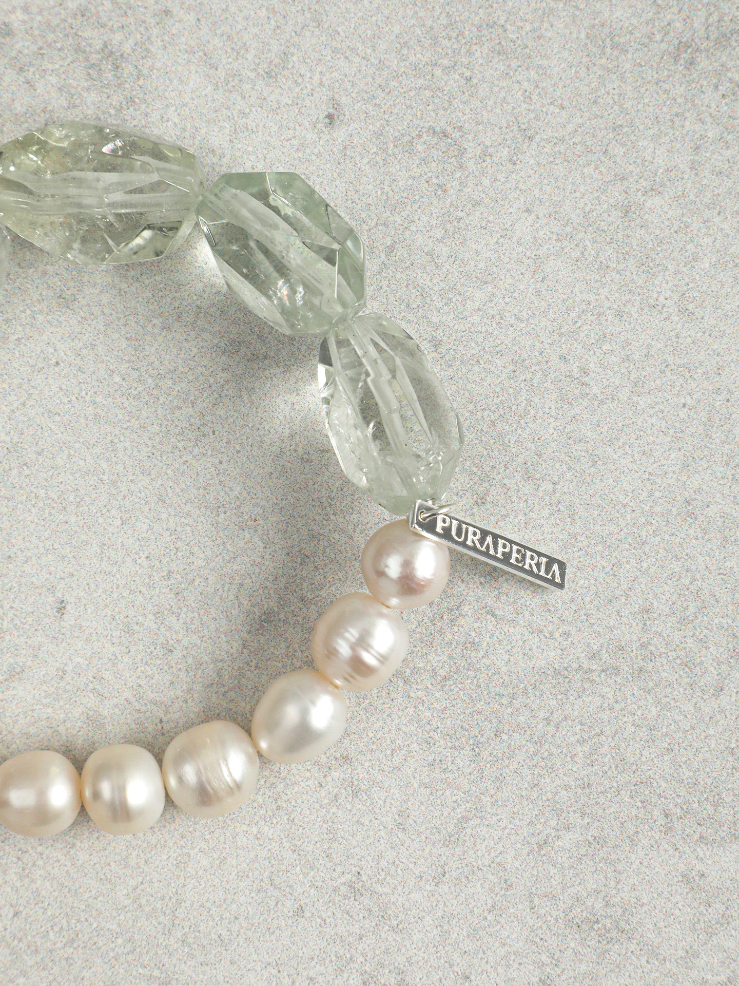 Natural Green Quartz and Freshwater Pearl Bracelet