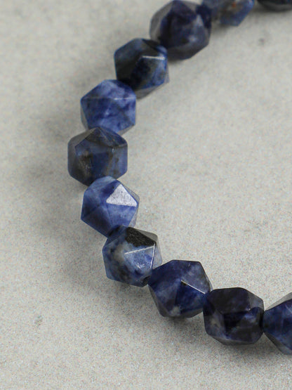 Natural Sodalite and Biwa Pearl Bracelet