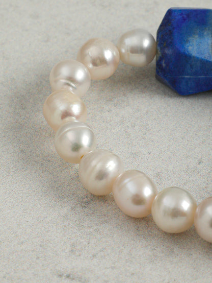 Natural Lapis Lazuli and Freshwater Pearl Bracelet