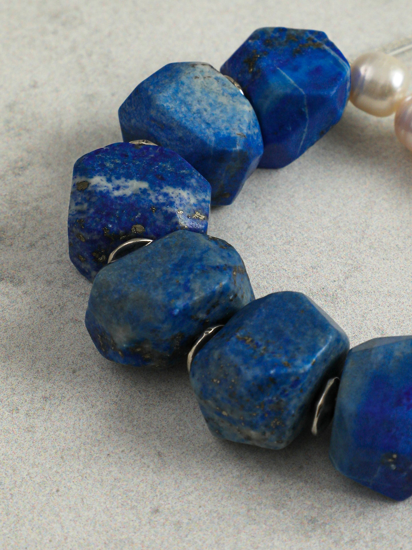 Natural Lapis Lazuli and Freshwater Pearl Bracelet