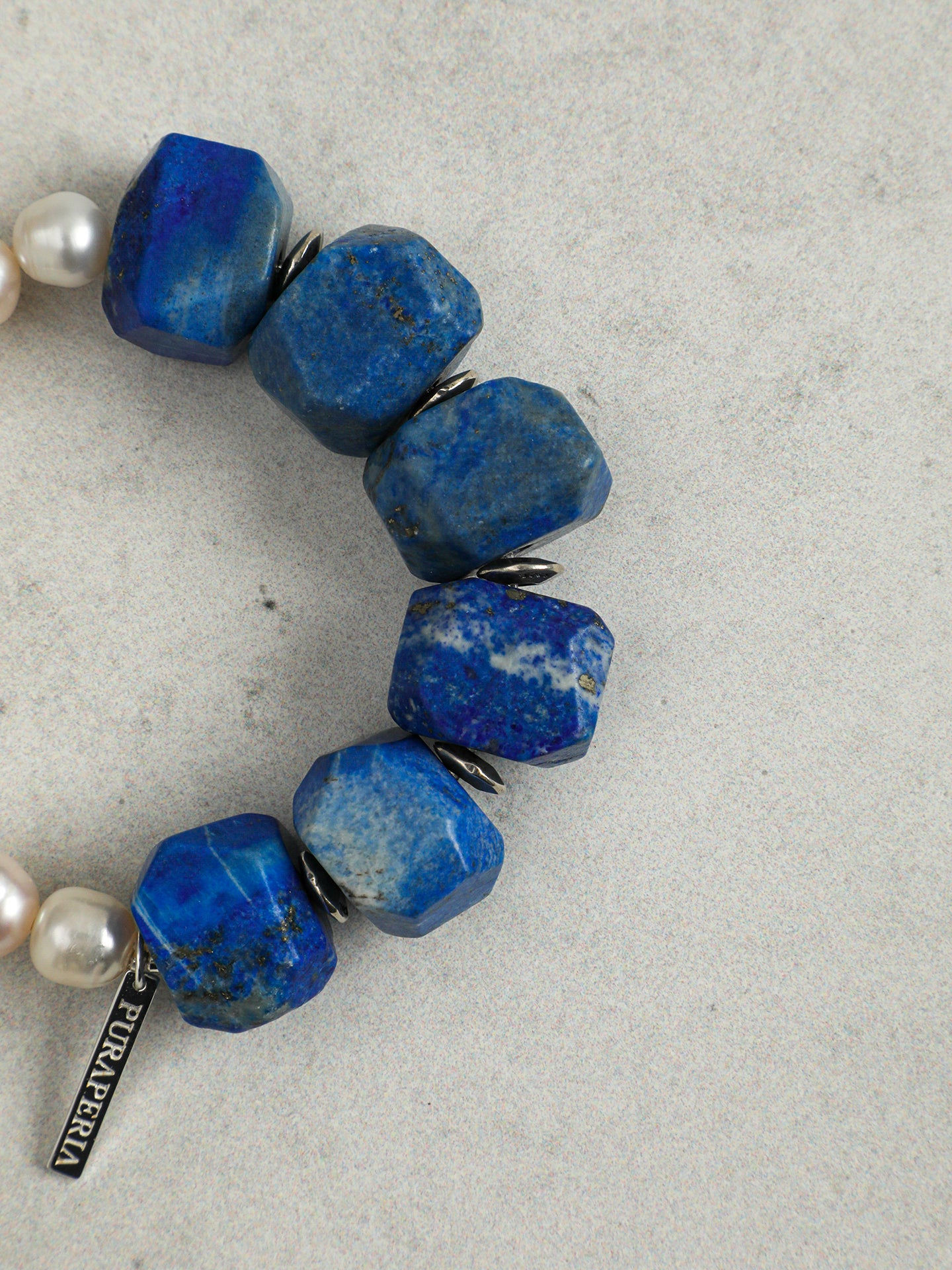 Natural Lapis Lazuli and Freshwater Pearl Bracelet