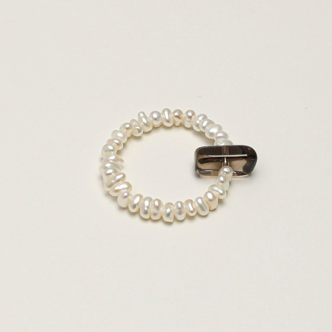 Natural Smoky Quartz Point and Keshi Pearl Ring