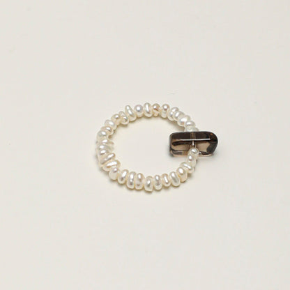 Natural Smoky Quartz Point and Keshi Pearl Ring,handcrafted crystal pearl jewelry,925 sterling silver,minimalist luxury gift for women