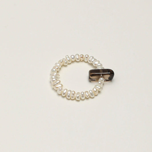 Natural Smoky Quartz Point and Keshi Pearl Ring,handcrafted crystal pearl jewelry,925 sterling silver,minimalist luxury gift for women