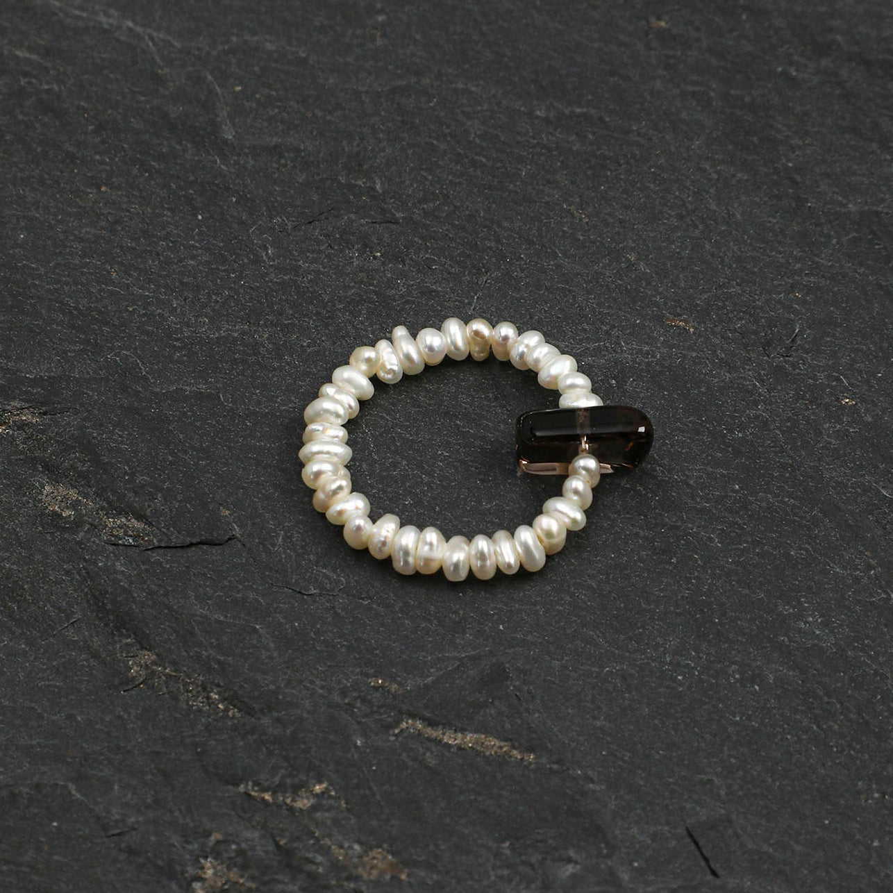 Close-up detail of Ring,natural gemstone and pearl texture,925 sterling silver fine jewelry
