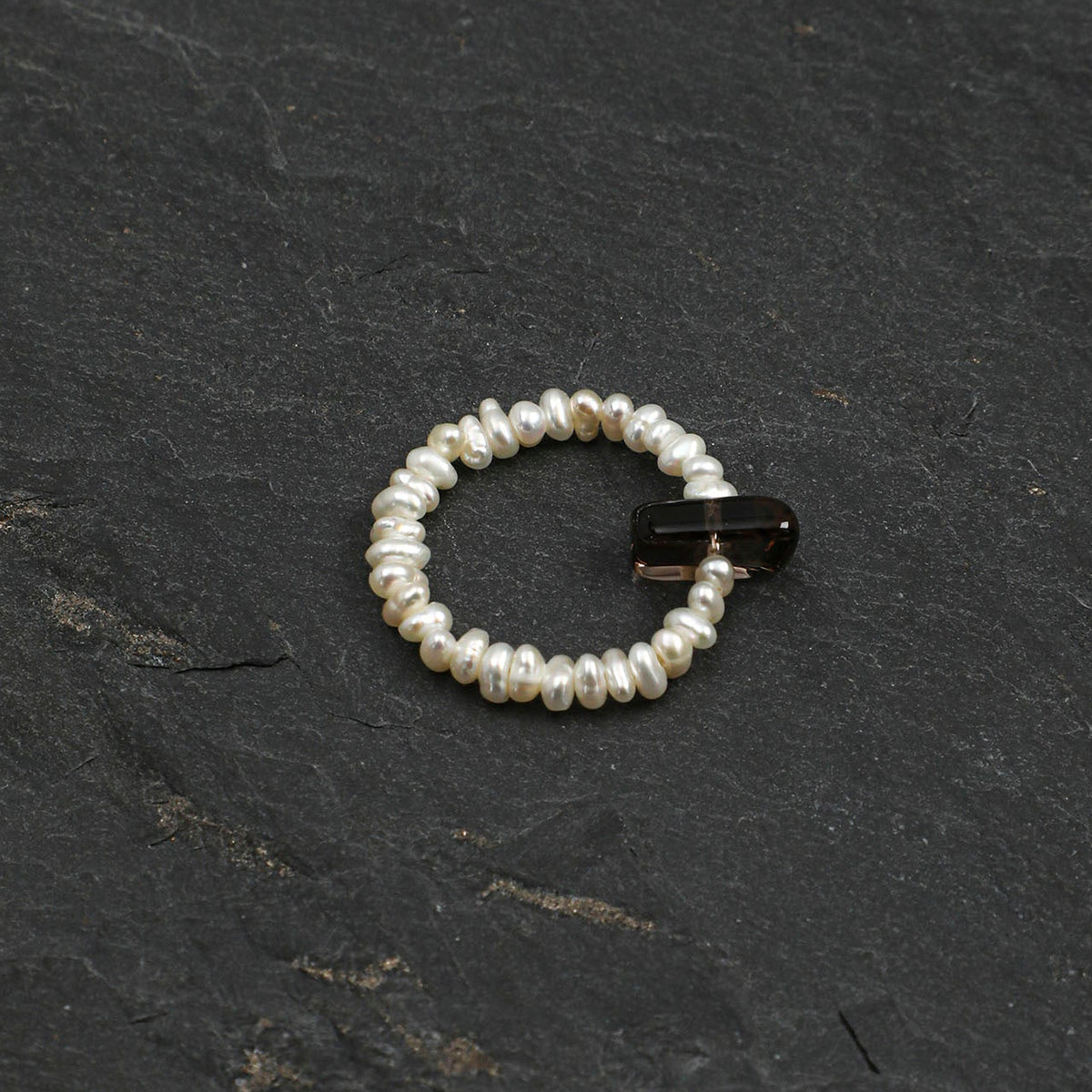 Close-up detail of Ring,natural gemstone and pearl texture,925 sterling silver fine jewelry