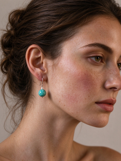 Natural Amazonite and Seed Pearl Drop Earrings