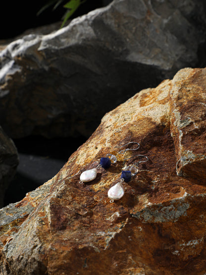 The Aqua Shadow Baroque Pearl & Sodalite Earrings