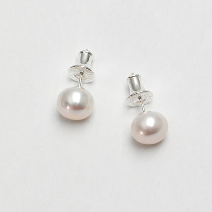 White Baroque Pearl Stud Earrings,handcrafted crystal pearl jewelry,925 sterling silver,minimalist luxury gift for women