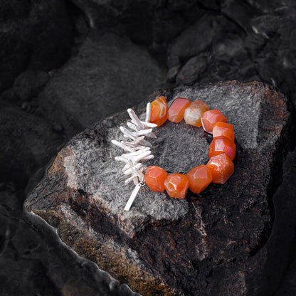 The Sunset Carnelian & Baroque Stick Pearl Bracelet